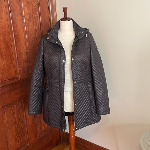 Steel grey Via Spiga quilted mid-season jacket Large - Picture 4 of 7